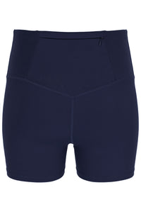 Navy high-waisted cycling shorts.