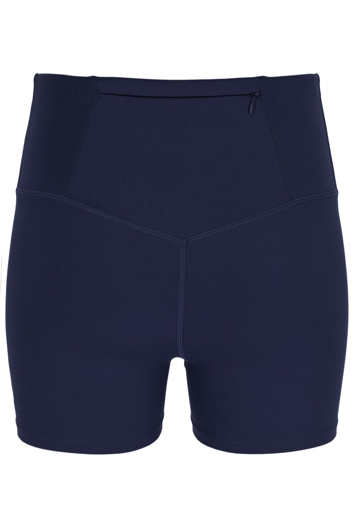 Navy high-waisted cycling shorts.