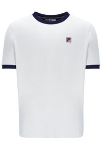 Displays the White 'Fila' branded Marconi Essential Ringer T-Shirt