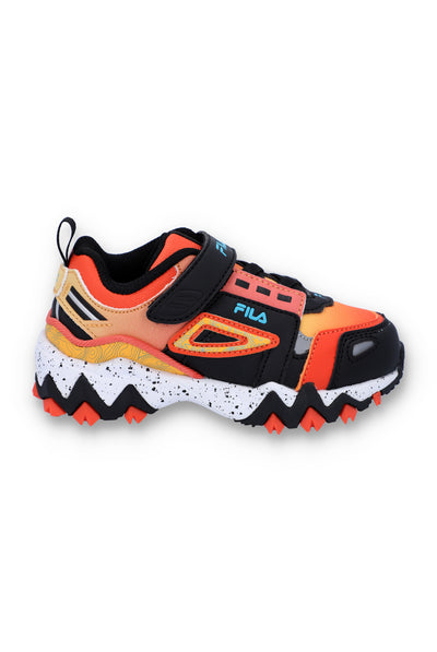 Fila black discount and orange shoes