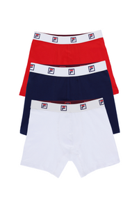 Displays the Multi 'FILA' branded 3 Pack Mens mid-Rise Trunk